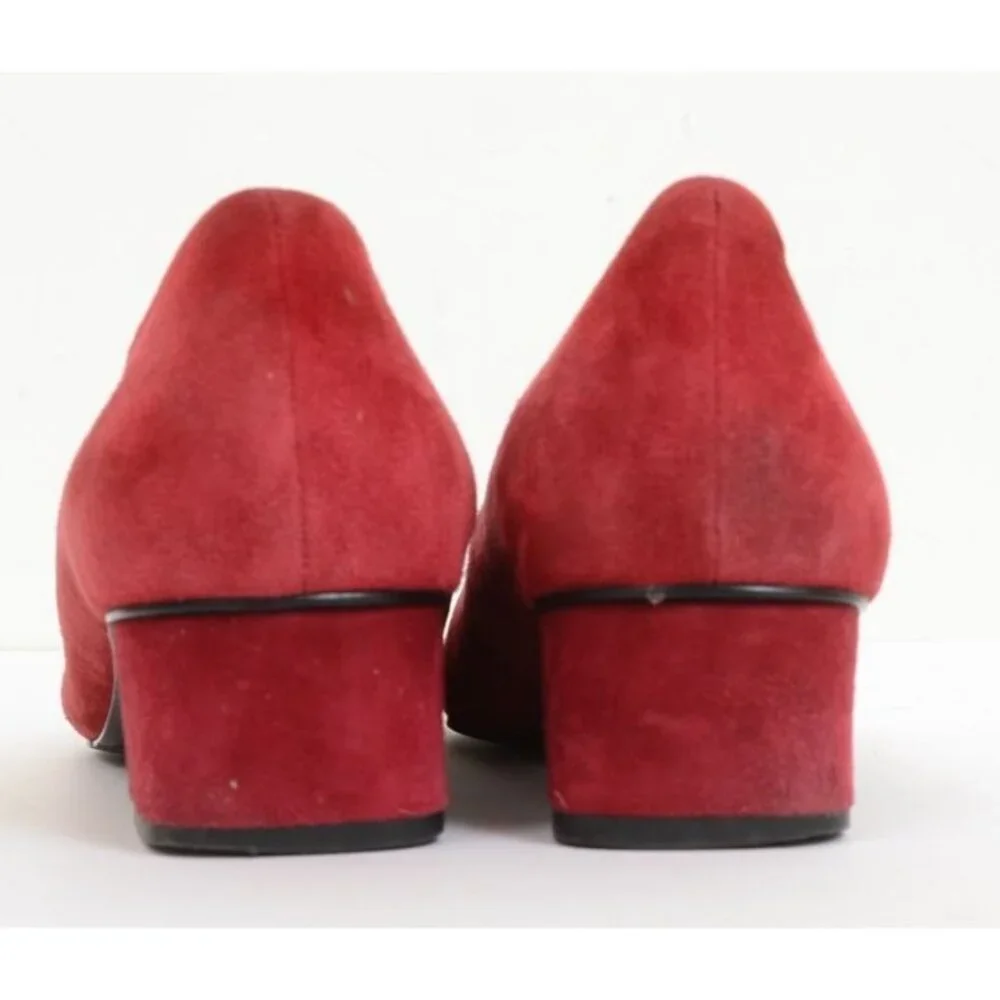 Vaneli Red Suede Leather Fabric Low Heel‎ Career Pumps Slip On Shoes Size 8B